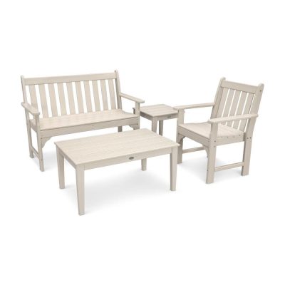 POLYWOOD Vineyard 4-Piece Bench Seating Set – Sand