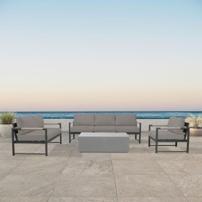 Lakeview Avenue Bay 4 Pc Sofa Loveseat Set – Canvas Charcoal