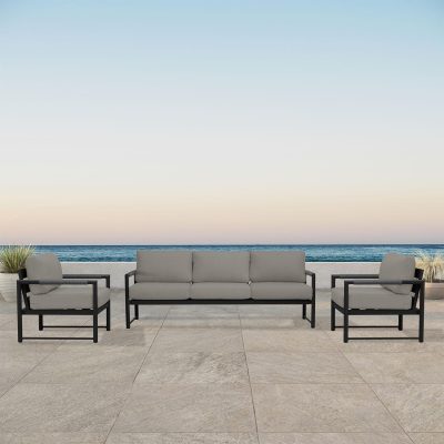 Lakeview Avenue Bay Black/Carbon 4 Pc Sofa Club Chair Set – Canvas Charcoal