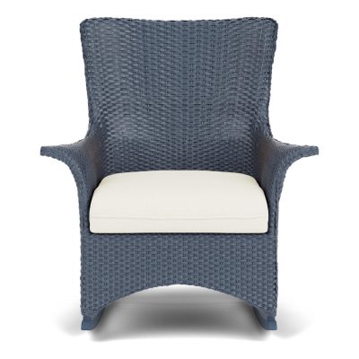 Mandalay Wicker Rocking Chair w/ Cushions in Denim Blue/Sailcloth Salt By Lloyd Flanders