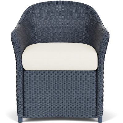 Weekend Retreat Wicker Dining Arm Chair in Denim Blue/Sailcloth Salt By Lloyd Flanders