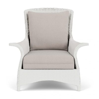 Mandalay Wicker Club Chair in Matte White/Remy Cloud By Lloyd Flanders