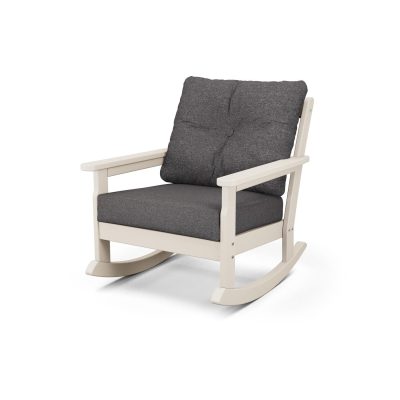 POLYWOOD Vineyard Deep Seating Rocking Chair – Sand / Ash Charcoal