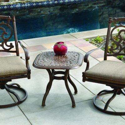 Darlee Santa Barbara 3 Piece Cast Aluminum Patio Bistro Set With Swivel Rockers – Antique Bronze