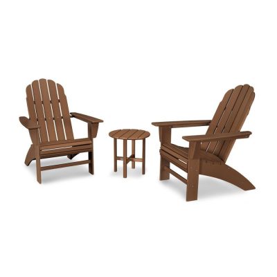 POLYWOOD Vineyard 3-Piece Curveback Adirondack Set – Teak