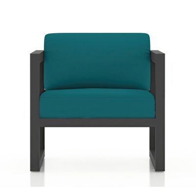 Misty Cove Aluminum Club Chair in Slate W/ Spectrum Peacock Cushions By Lakeview