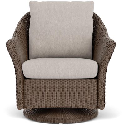 Weekend Retreat Wicker Club Chair w/ Swivel Gliders in Bark/Remy Cloud By Lloyd Flanders