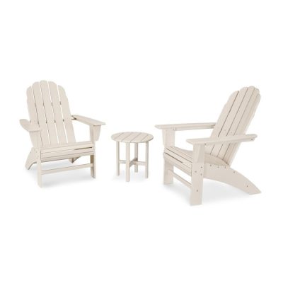 POLYWOOD Vineyard 3-Piece Curveback Adirondack Set – Sand