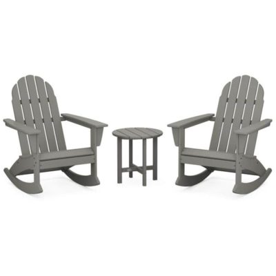 POLYWOOD Vineyard 3-Piece Adirondack Rocking Chair Set in Slate Grey